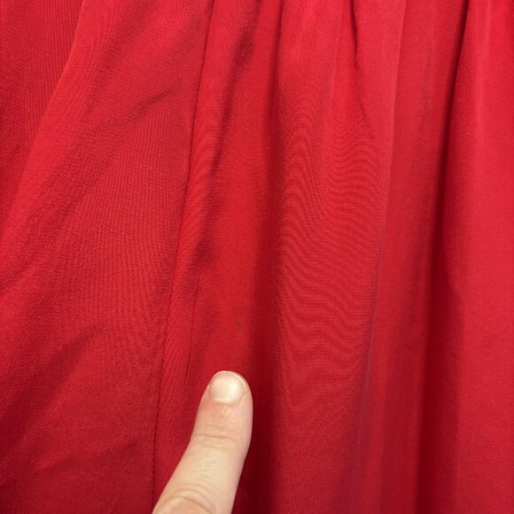 Vintage 90s 100% Silk Pleated Pants Womens 10 Red High Rise Christmas Holiday - Picture 8 of 16